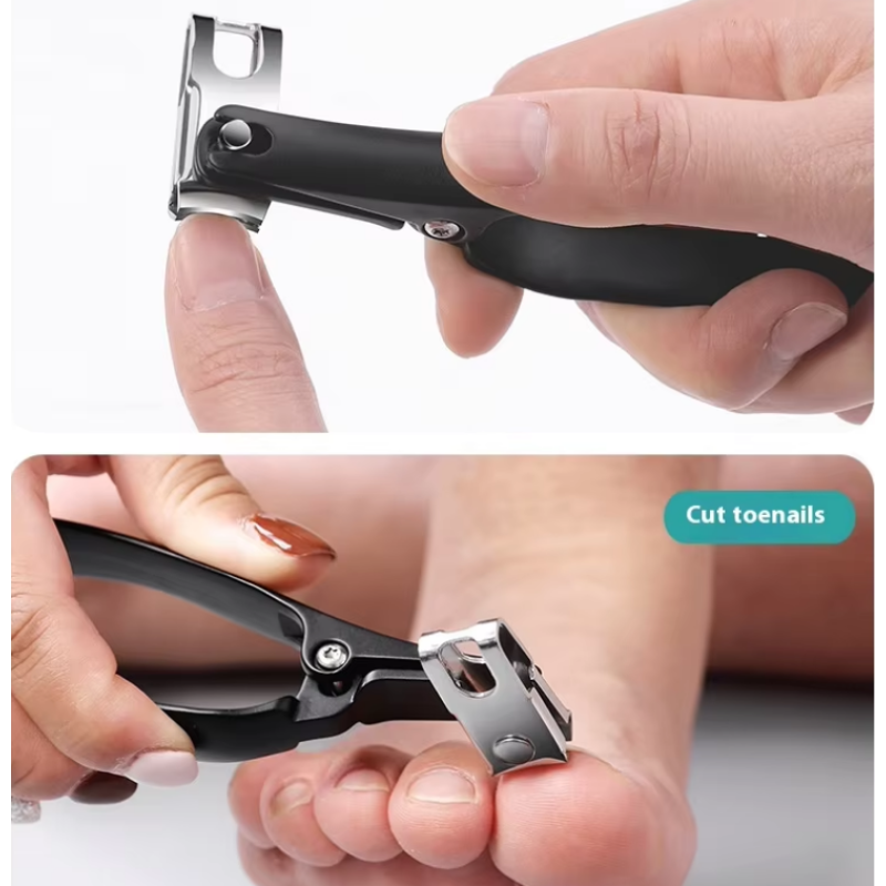360-Degree Stainless Steel Rotating Nail Clipper Extended Handle Anti-Splash Single Large Size Wide Mouth Nail Cutter Fingers