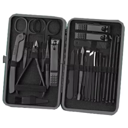 24-Piece Black Oblique Nail Clipper Set One-Piece Manicure Tool for Fingers Pedicure Scissors Personal Use