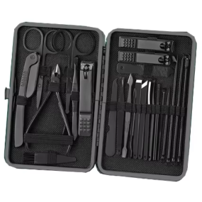 24-Piece Black Oblique Nail Clipper Set One-Piece Manicure Tool for Fingers Pedicure Scissors Personal Use