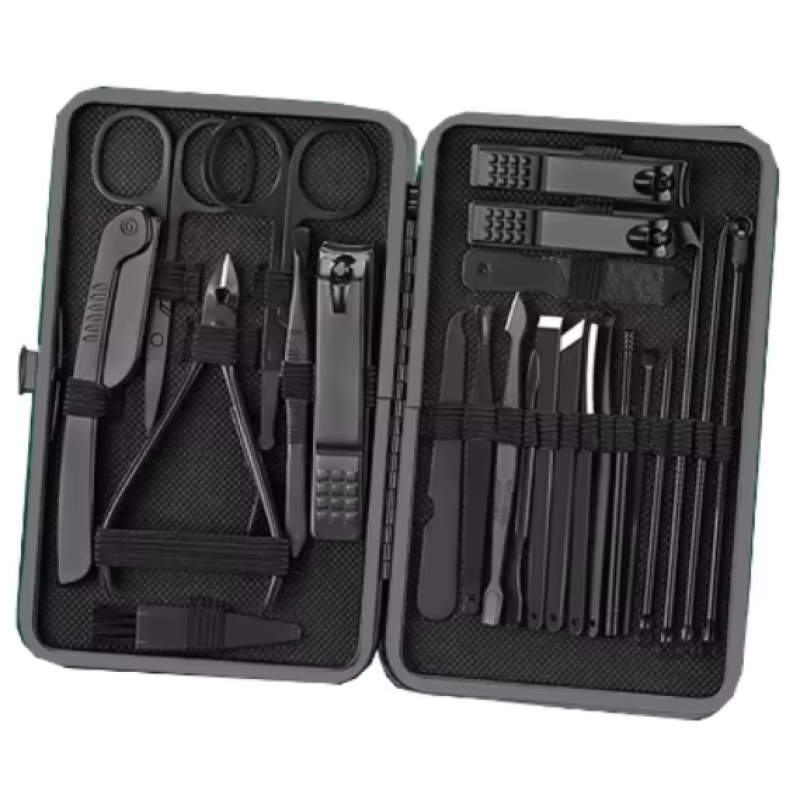24-Piece Black Oblique Nail Clipper Set One-Piece Manicure Tool for Fingers Pedicure Scissors Personal Use