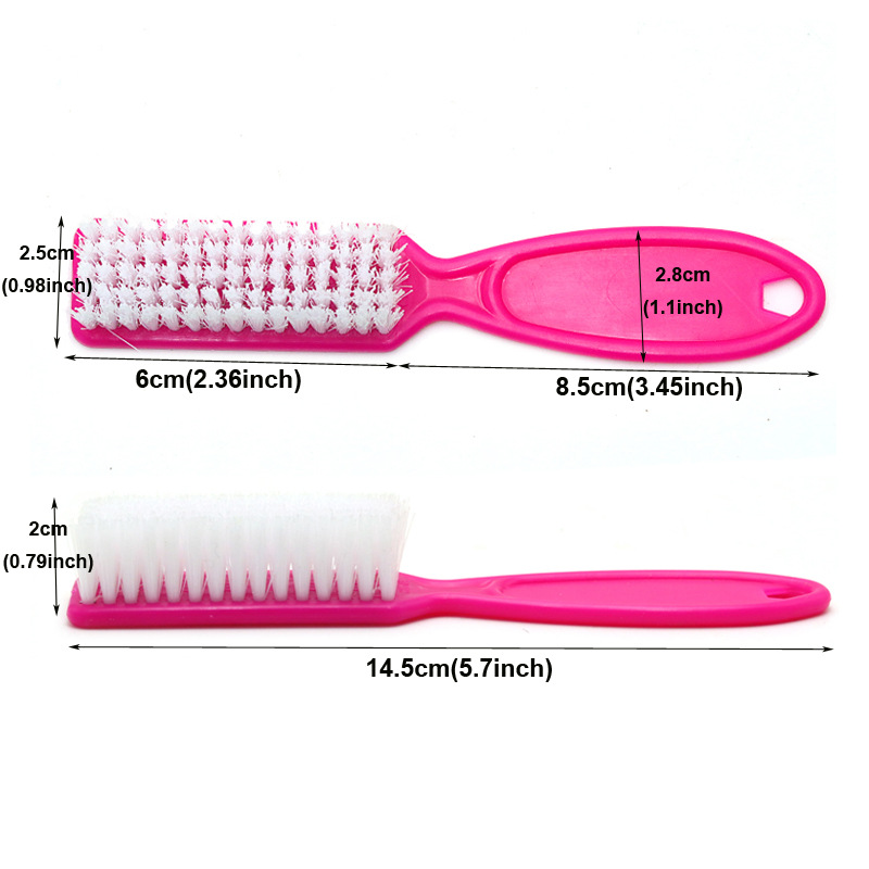 Professional Flat Hair Shape Toe Nails Cleaner Long Nylon Cleaning Brush with Grip Handle Dust Remover for Nail Products