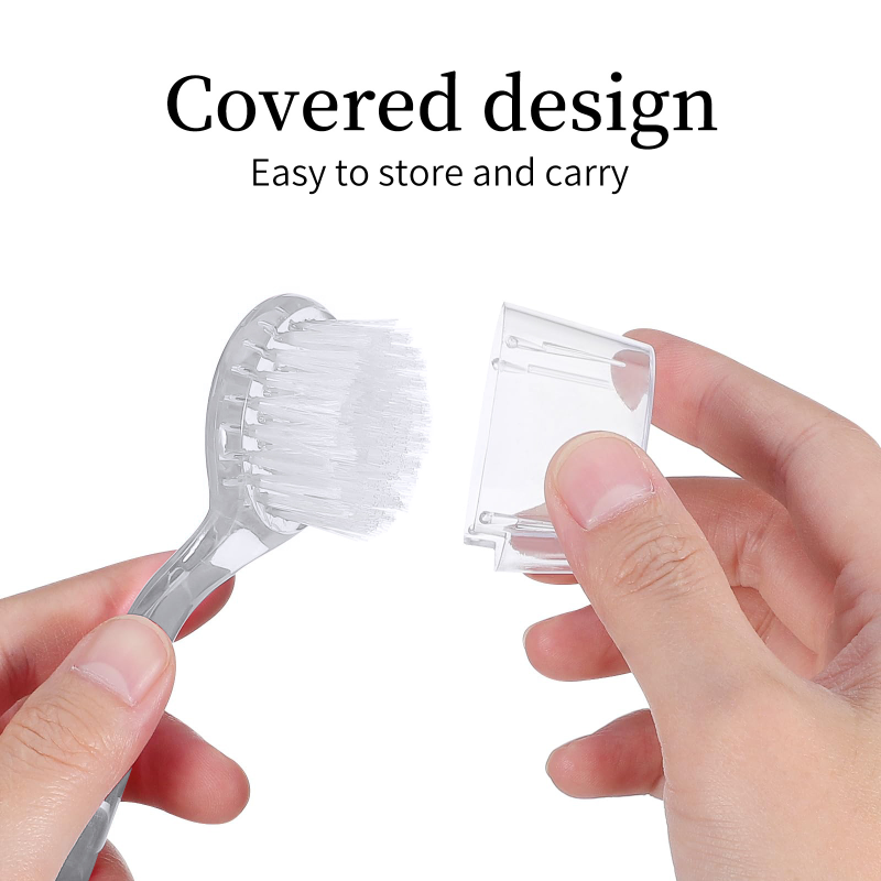 High Quality Wholesale Round Head Nail Brush with Durable Nylon Cover Long Handle for Effective Nail Dust Cleaning