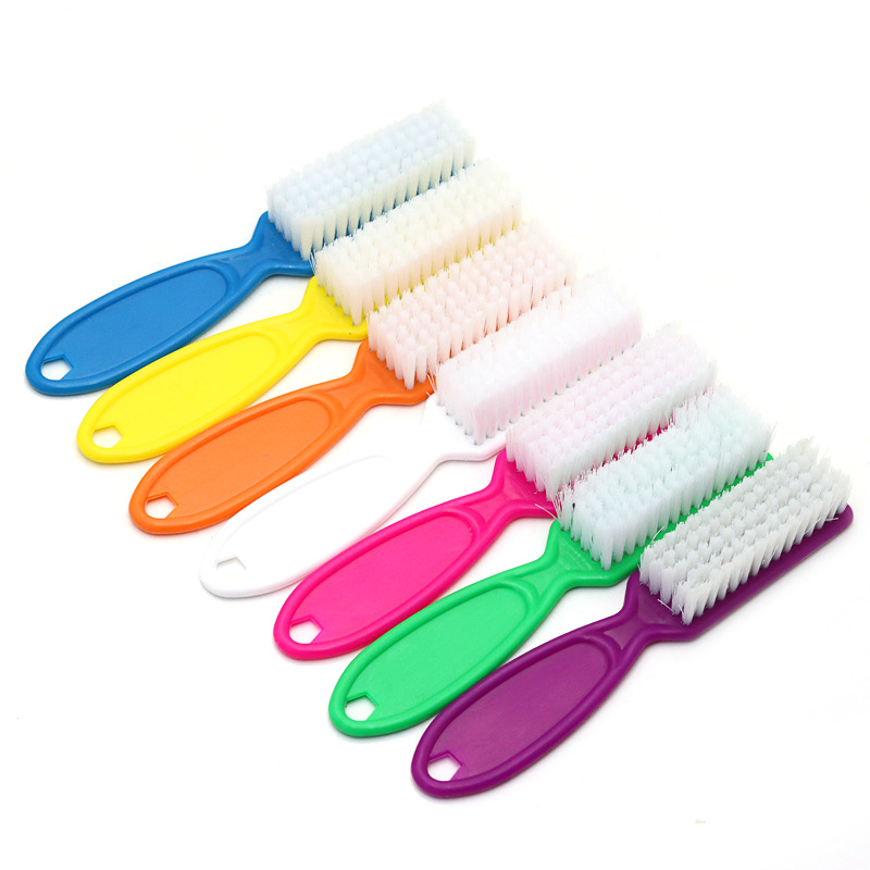 Professional Flat Hair Shape Toe Nails Cleaner Long Nylon Cleaning Brush with Grip Handle Dust Remover for Nail Products