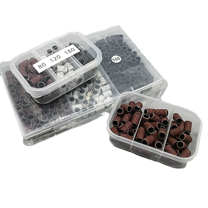 Portable Manicure Sanding Tool with Square Sanding Head and Sand Ring Shaft Color Boxed Manicure Sanding Ring