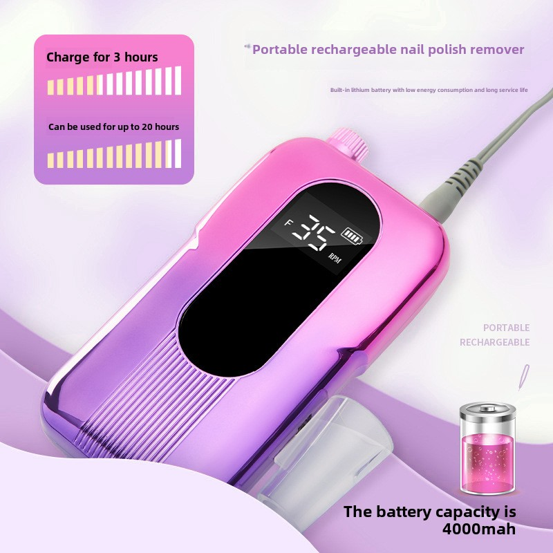 Portable Rechargeable 35000rpm Electric Nail Drill Durable Plastic Acrylic Nail Polisher & Gel Removal Machine