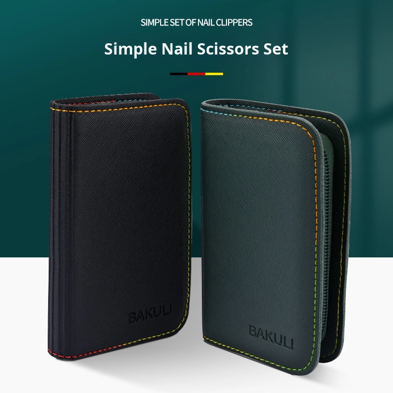 Leather Holster Nail Clipper Set Beauty Tool with Ear Scoop Eyebrow Scissors Tweezers for Dead Skin Pedicure Gift