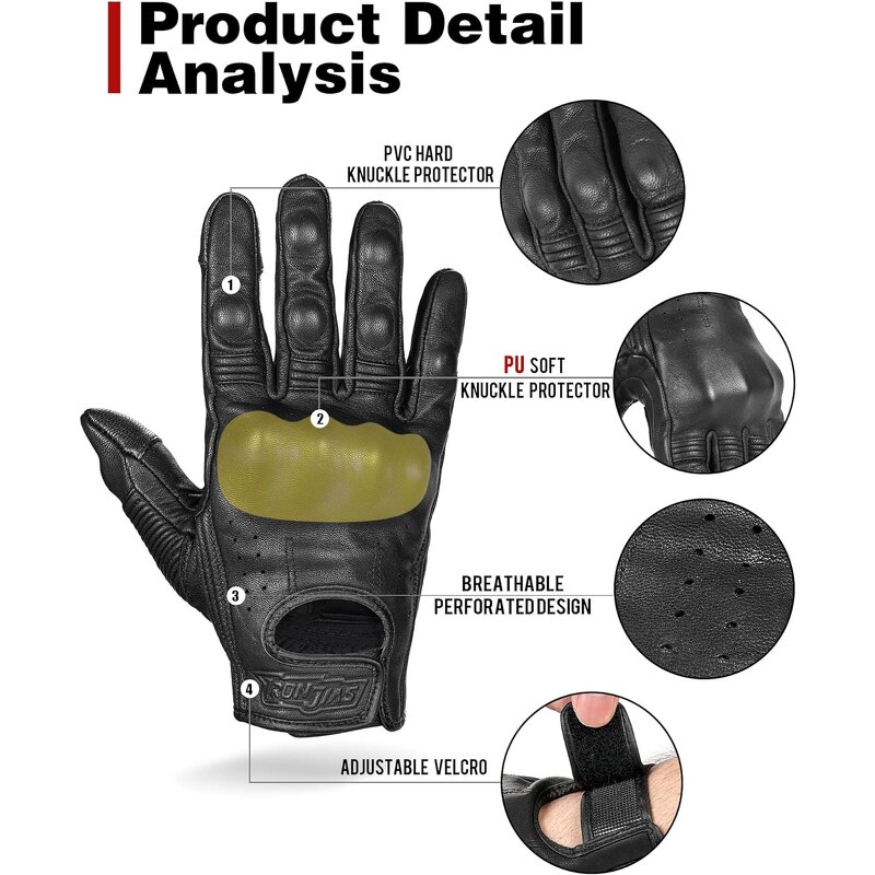Motorcycle Gloves - Real Leather Protective Factory