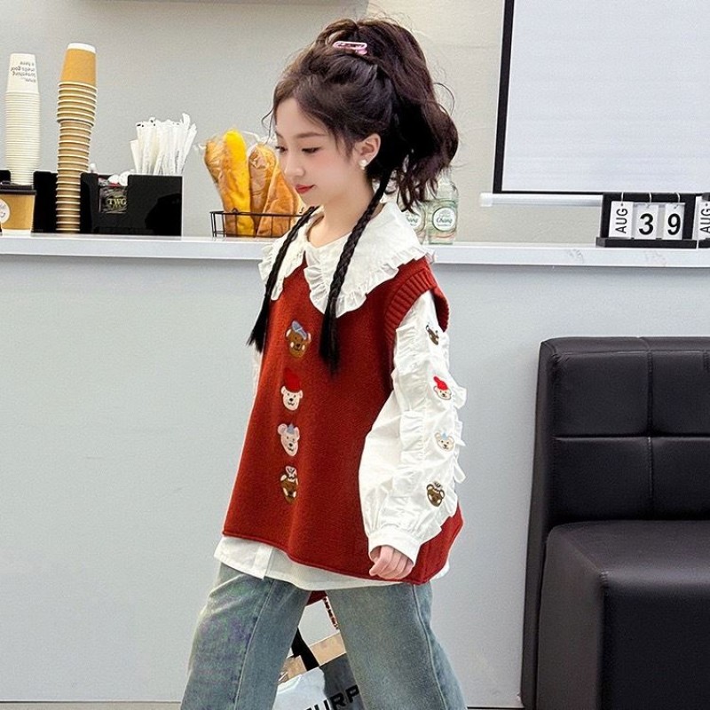 Girls Shirt - White Doll Collar College Factory