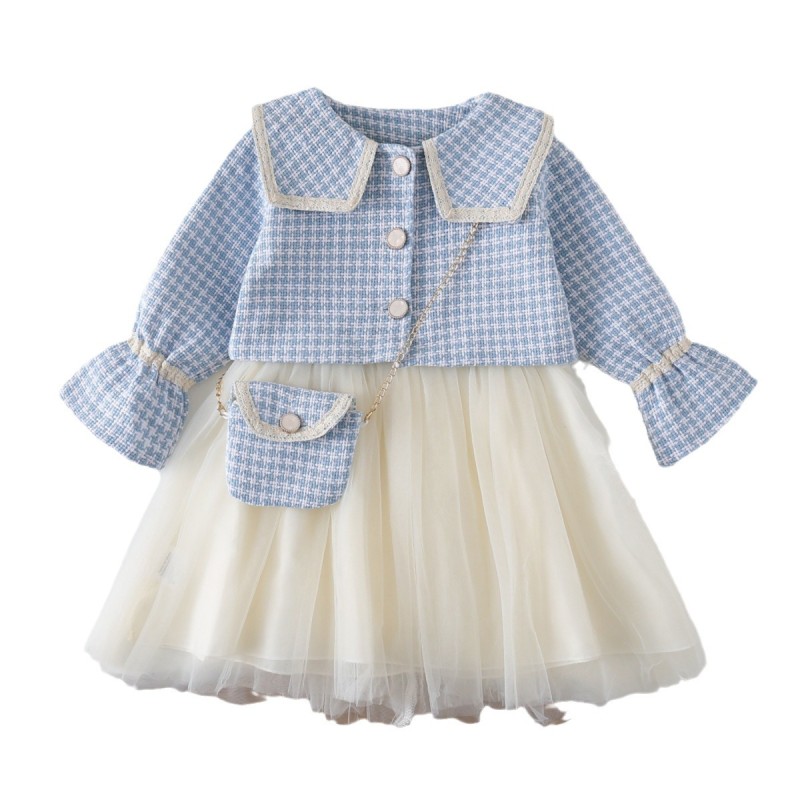 Girls Korean Suit - Check Lapel Jacket 3 Piece