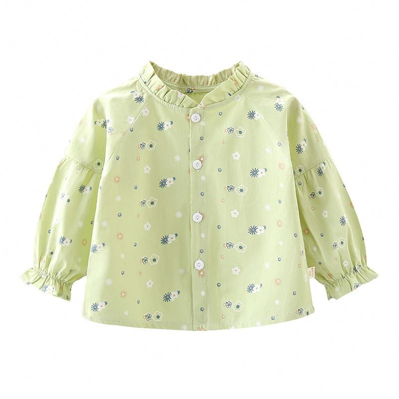 Girls Shirt - Long-Sleeved Floral Korean Factory