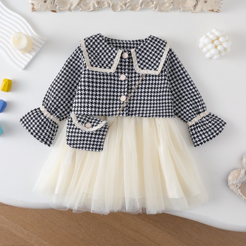 Girls Korean Suit - Check Lapel Jacket 3 Piece