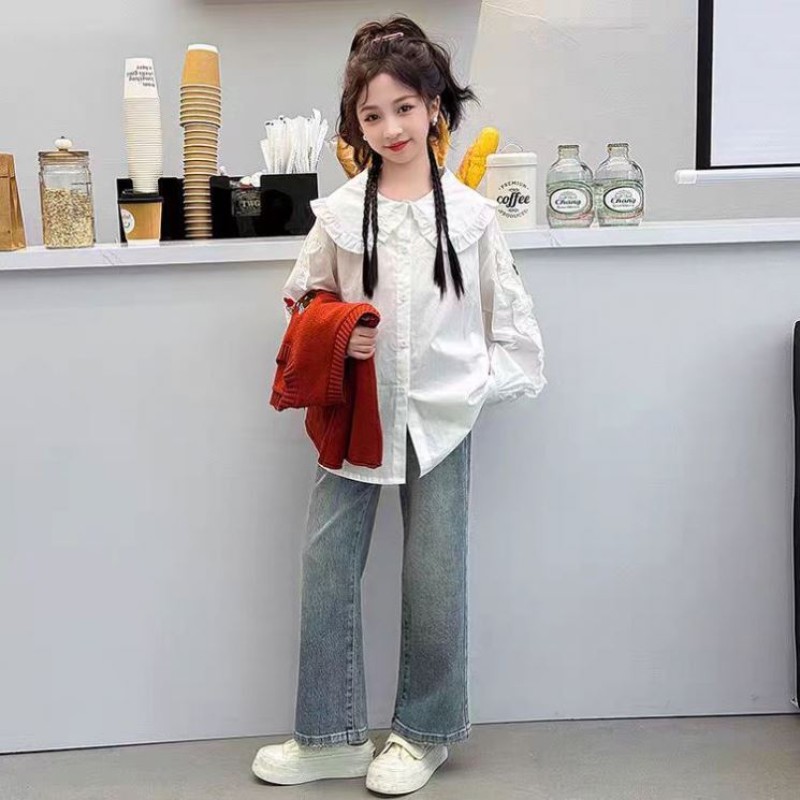 Girls Shirt - White Doll Collar College Factory