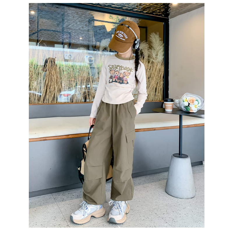 Girls' T-Shirt - Long Sleeve Korean Polyester