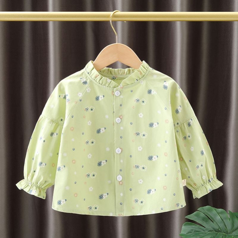 Girls Shirt - Long-Sleeved Floral Korean Factory