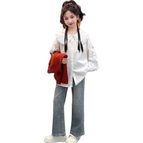 Girls Shirt - White Doll Collar College Factory