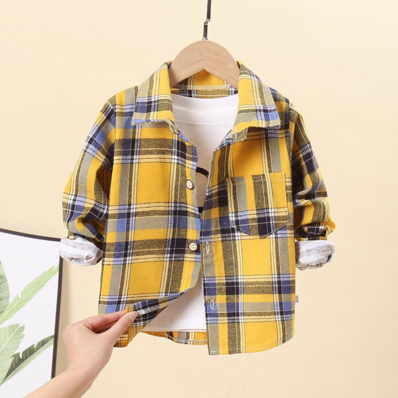 Boys Shirt - Long-Sleeved Plaid Retro Factory