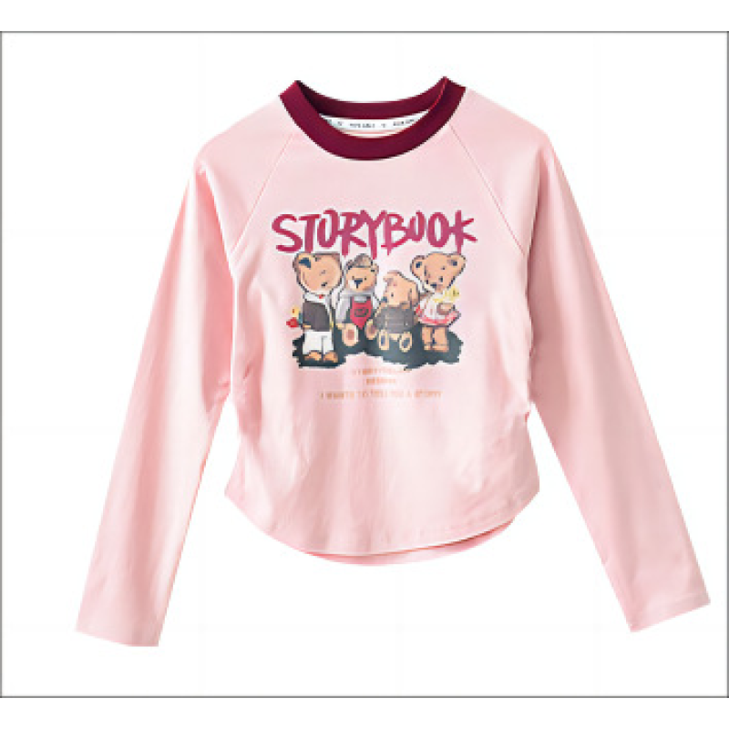 Girls' T-Shirt - Long Sleeve Korean Crew Neck