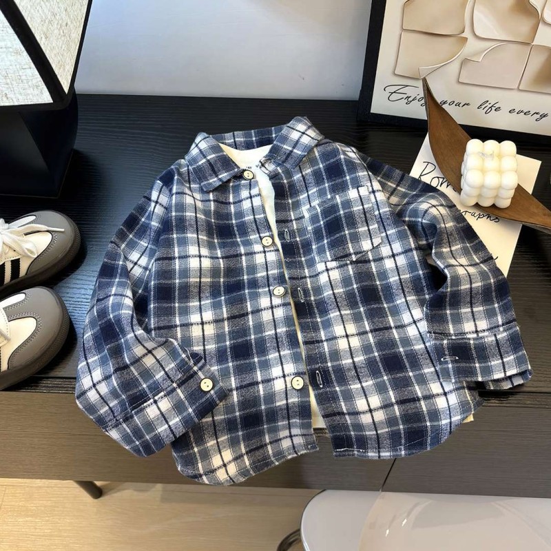 Boys Shirt - Long-Sleeved Plaid Retro Factory