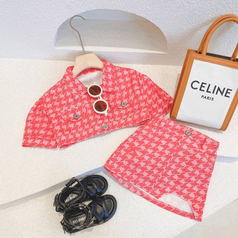 Girls Suit - Short-sleeved Jacket Hip Skirt