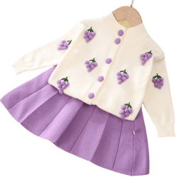 Girls Jumper Set - Strawberry Knitted Cardigan