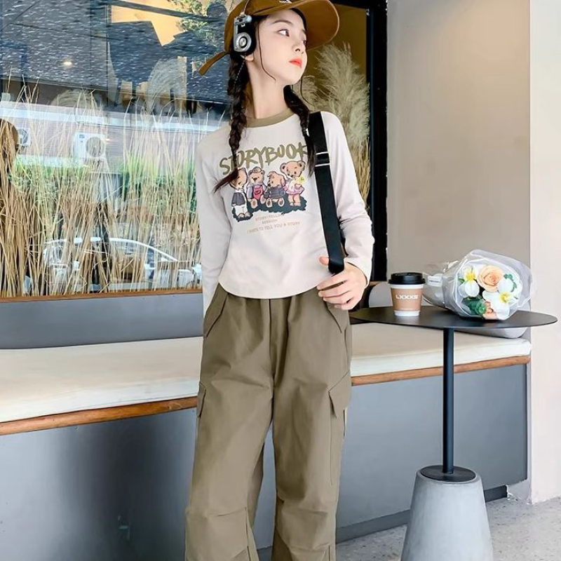 Girls' T-Shirt - Long Sleeve Korean Polyester