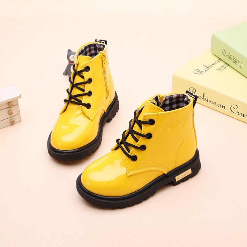 Girls Ankle Boots - PU Leather Floral Factory