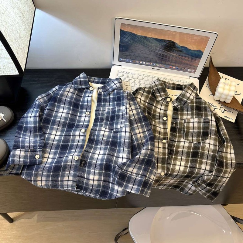 Boys Shirt - Long-Sleeved Plaid Retro Factory