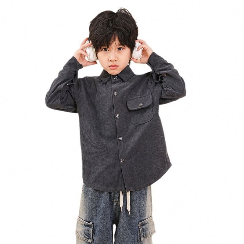 Boys Shirt - Corduroy Solid Colour Korean Factory