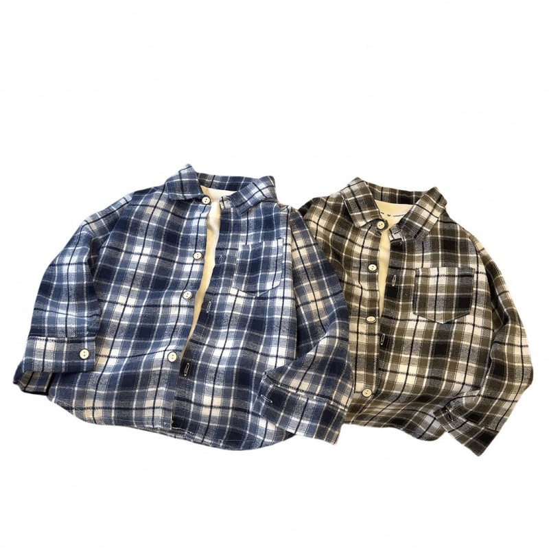 Boys Shirt - Long-Sleeved Plaid Retro Factory