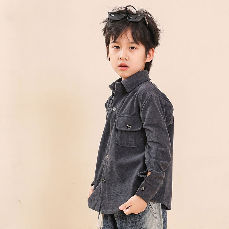 Boys Shirt - Corduroy Solid Colour Korean Factory