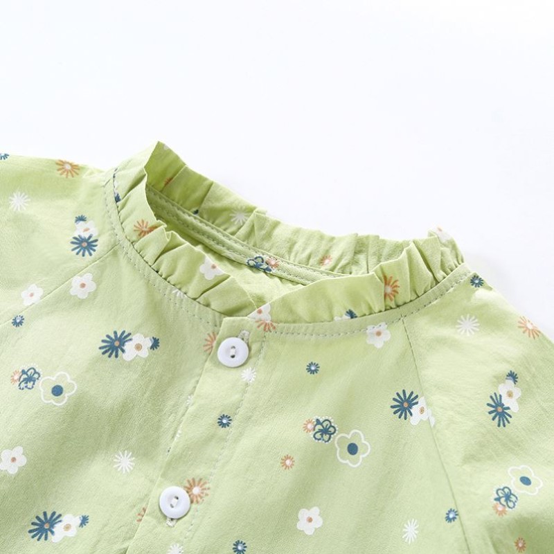 Girls Shirt - Long-Sleeved Floral Korean Factory