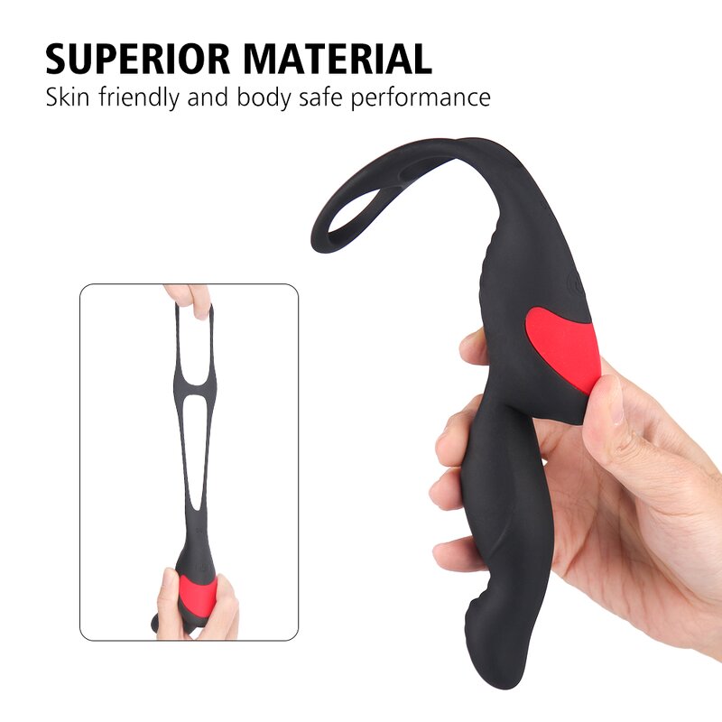 S-Hande Prostate Massager Triple 3 in 1 Functions Powerful Vibrating Cock Ring Vibrator Men Anal Sex Toys