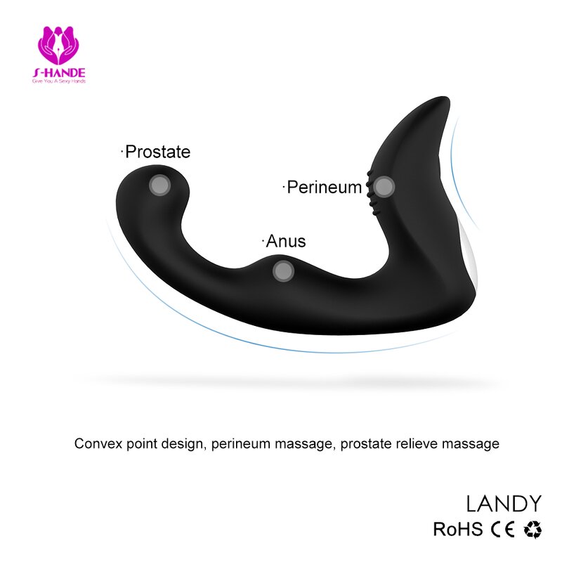 S-HANDE Waterproof Electric Black Silicone Vibrating Prostate Massager for Men Homemade Anal Sex Toy