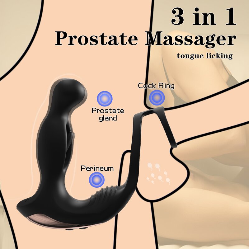S-Hande Prostate Massager Anal Male Licking Vibrating Waterproof Anal Plug with Ring for Men
