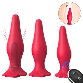 S-Hande Custom 3PCS Anal Butt Plug Sets Rose Shape Bottom Beginner Training Anal Plug for Women