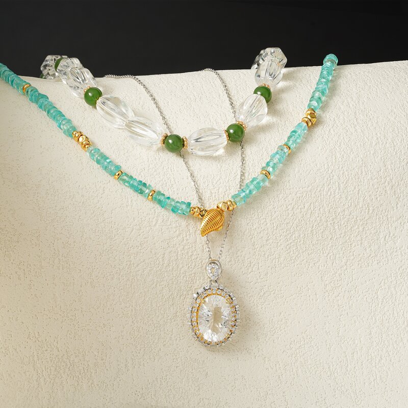 Crystal Necklace - Boho Natural Stone Gold Plated