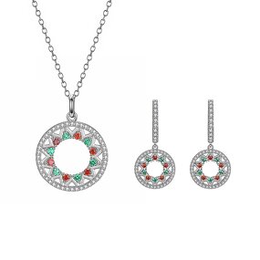 Jewelry Set - Dainty Hollow Circle Rhodium