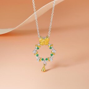 Christmas Necklace - 925 Sterling Silver Dual Color