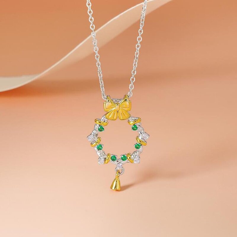 Christmas Necklace - 925 Sterling Silver Dual Color