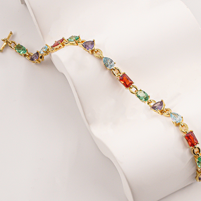 Rainbow Bracelet - 925 Silver Gold Plated Multi