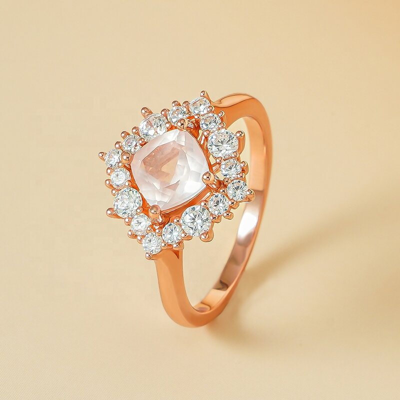 Rose Quartz Ring - Dainty Crystal Engagement