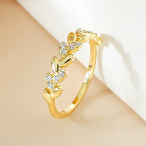 Leaf Shape Ring - Custom 5A Zircon Stackable