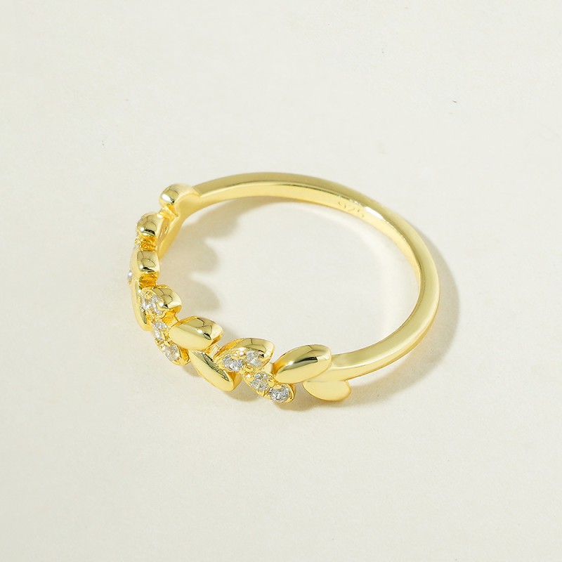 Leaf Shape Ring - Custom 5A Zircon Stackable