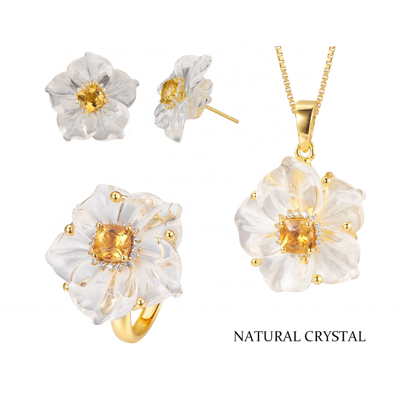 Crystal Jewelry Set - Original Design 925 Silver