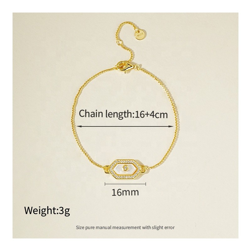 Hexagon Bracelet - French Vintage Gold Plated