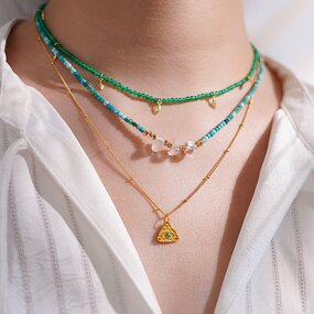 Crystal Necklace - Beach Party Gold Plated