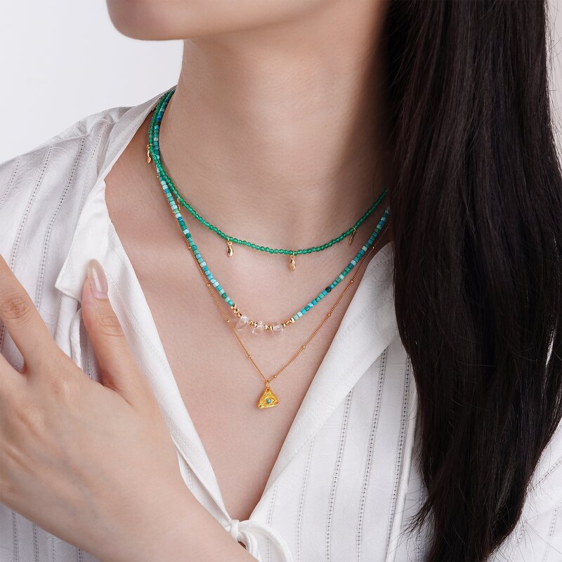 Crystal Necklace - Beach Party Gold Plated