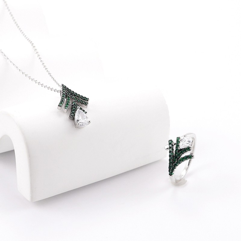 Leaf Jewelry Set - Full Cz Pave Summer New