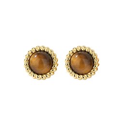 Tiger Eye Hoop Earrings - Vintage Maillard Small