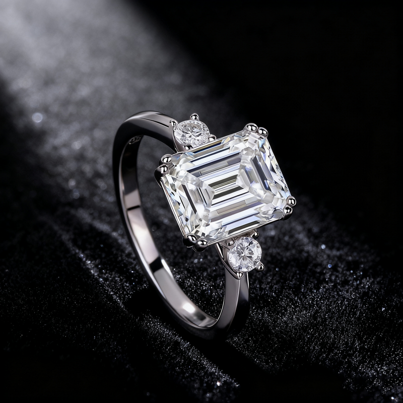 Moissanite Wedding Ring - 3CT Emerald Cut Factory
